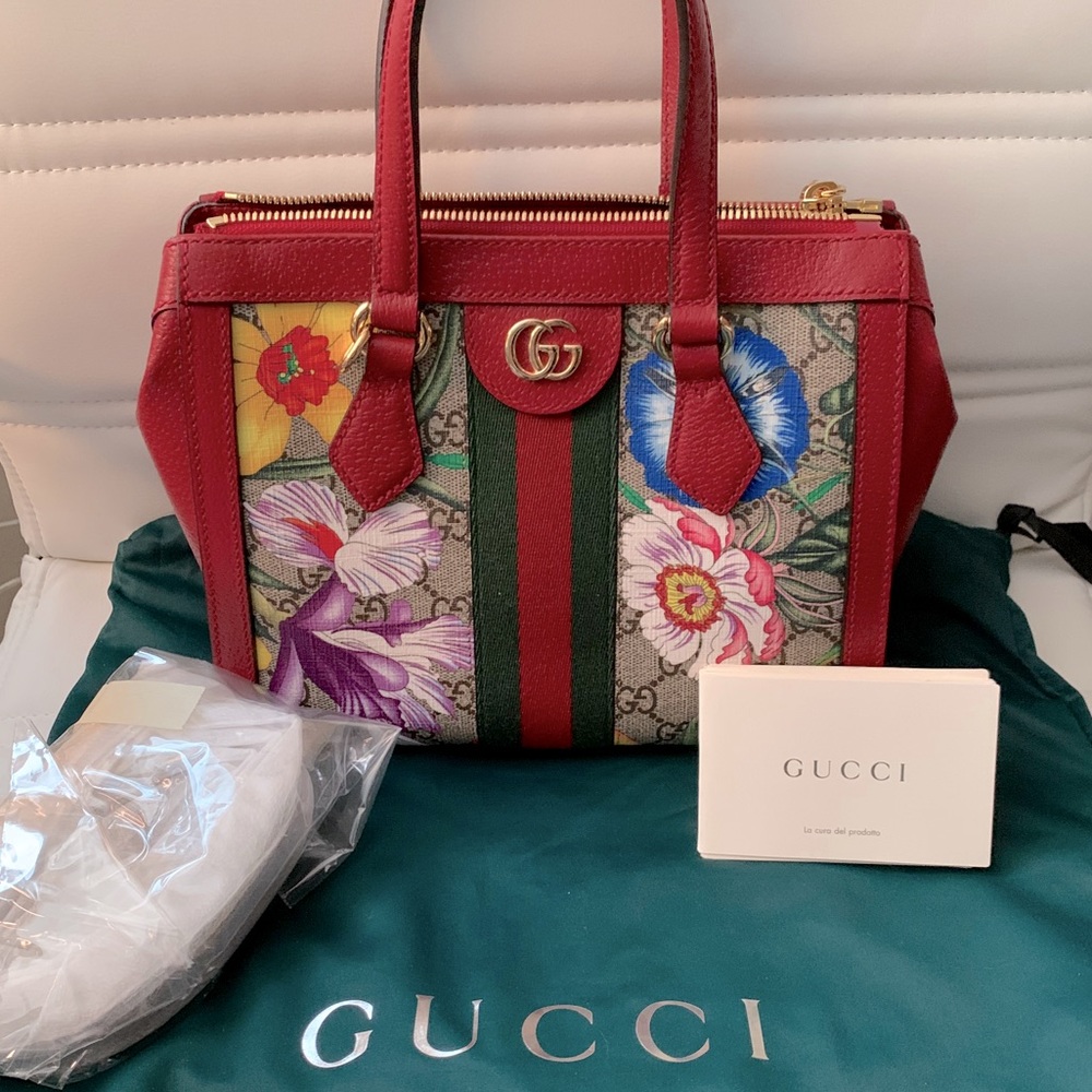 ❌SOLD❌ 💐GUCCI SMALL OPHIDIA FLORA TOTE💐